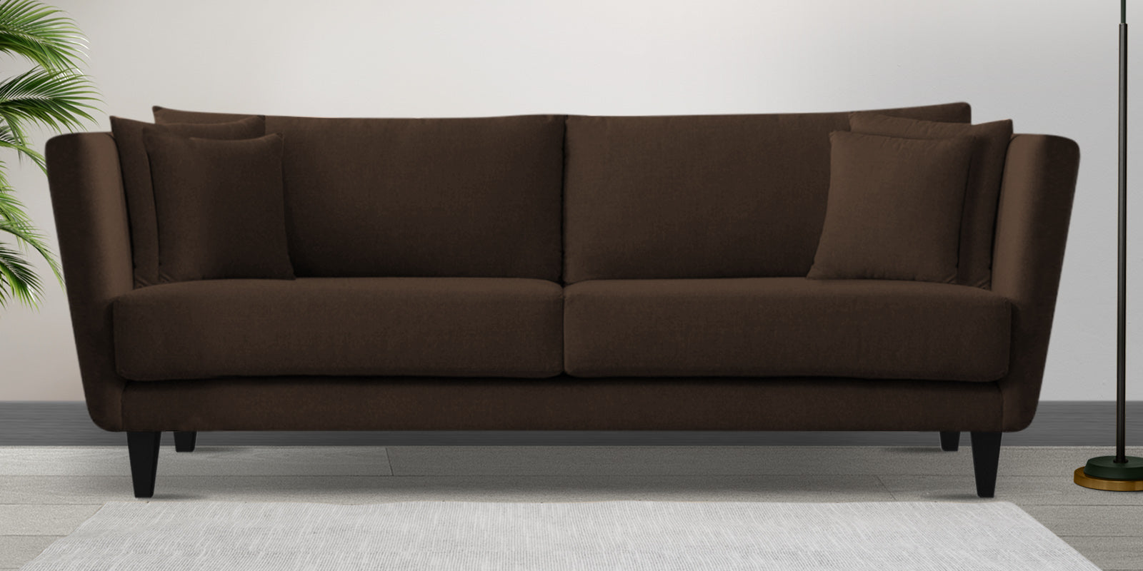 Norway Velvet 3 Seater Sofa In Cholocate Brown Colour - Febonic Living