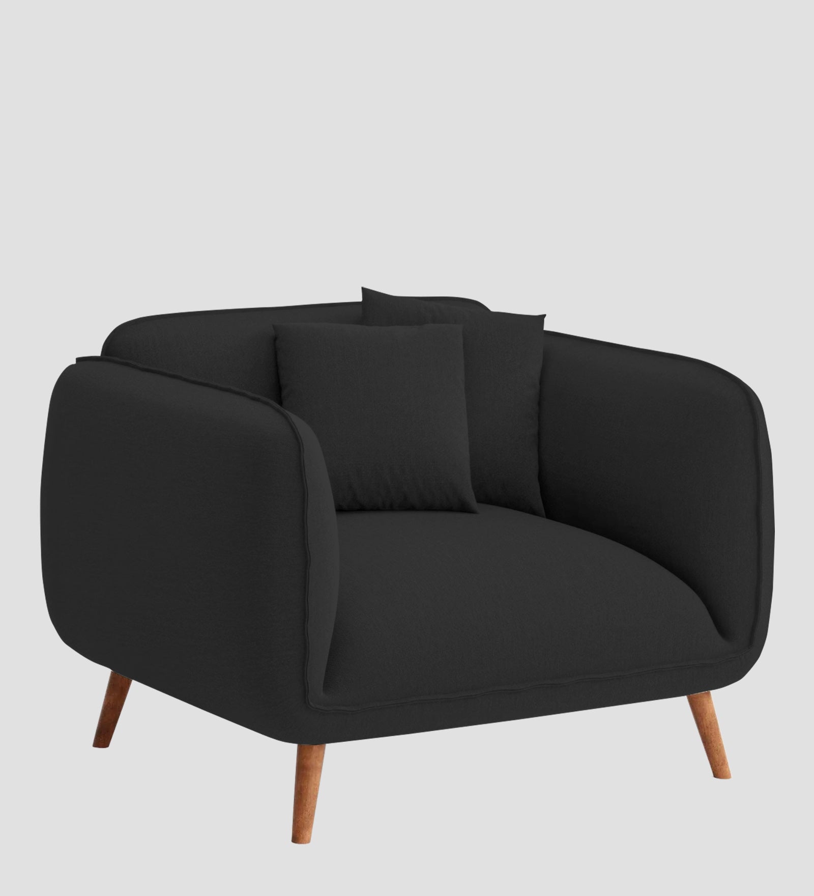 Zia Fabric 1 Seater Sofa In Bitter Black Colour - Febonic Living