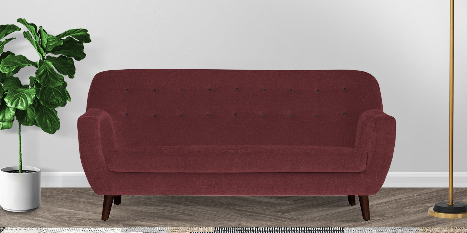 German Fabric 3 Seater Sofa In Blaze Red Colour - Febonic Living