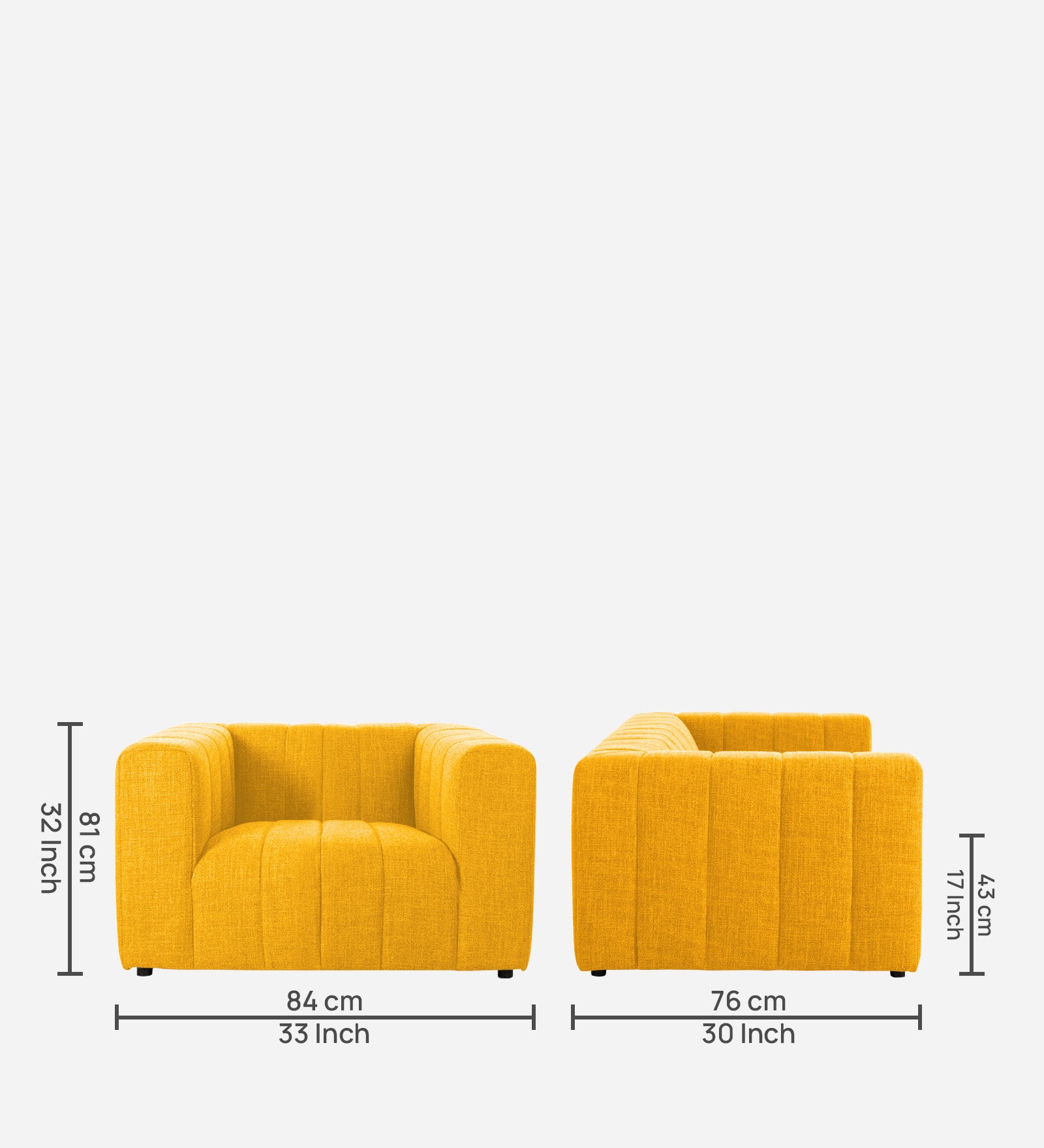 Lara Fabric 1 Seater Sofa In Bold Yellow Colour - Febonic Living