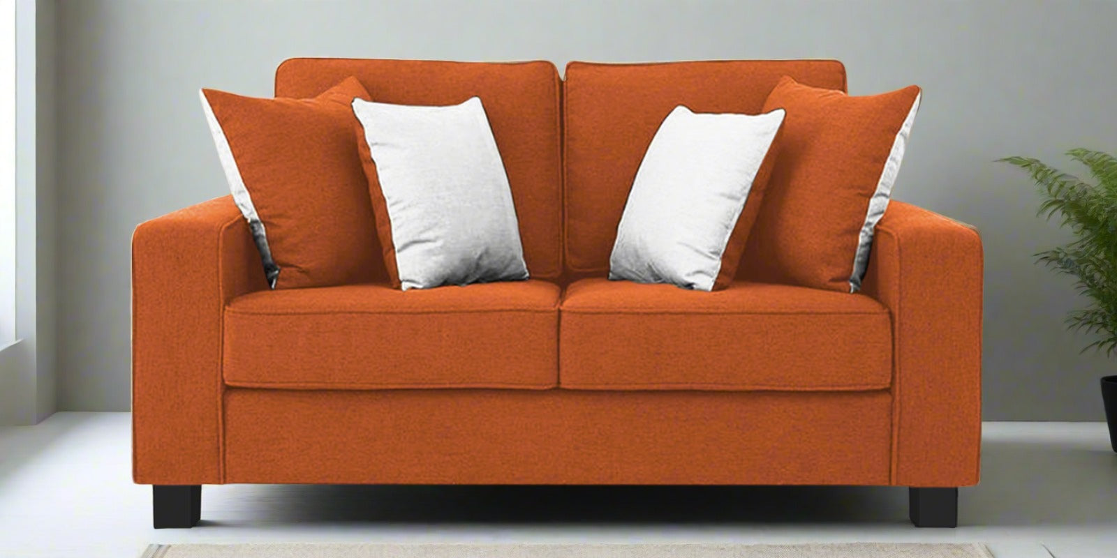Ladybug Fabric 2 Seater Sofa In Vivid Orange Colour - Febonic Living