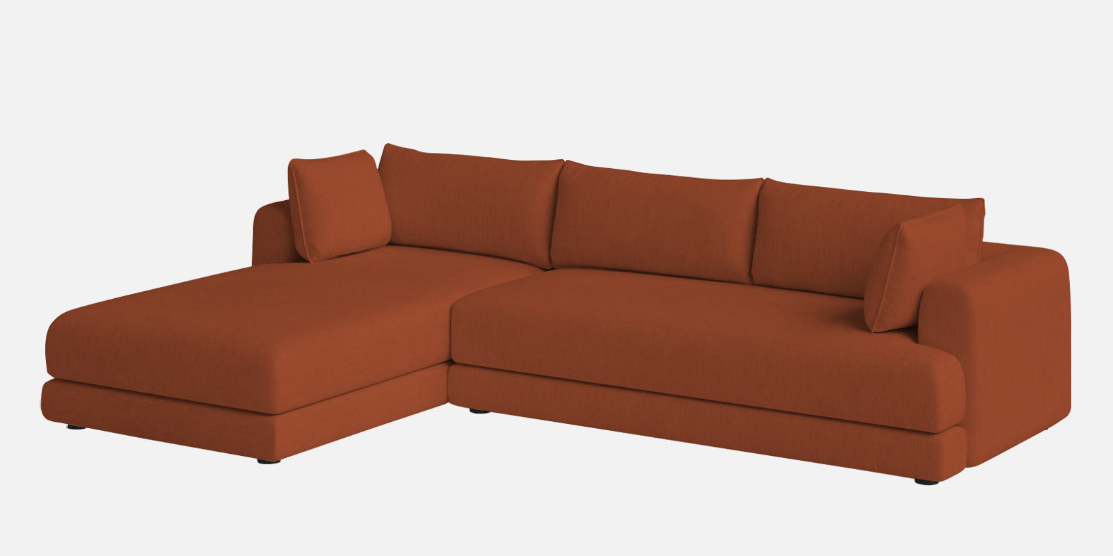 Ziggy Fabric LHS Sectional Sofa (3+Lounger) In Royal Orange Colour - Febonic Living