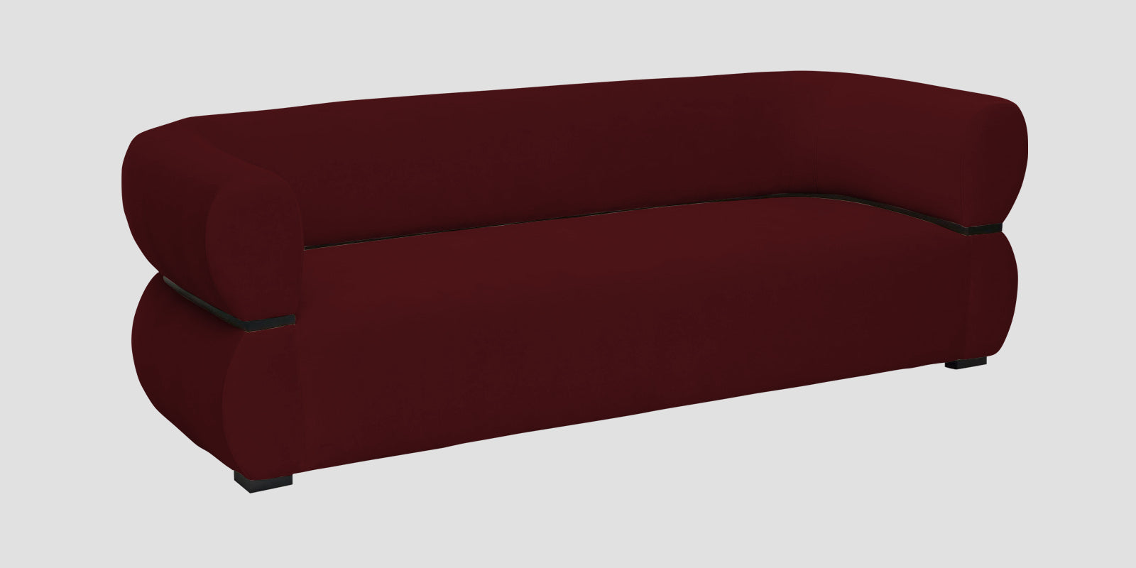 Kula Velvet 3 Seater Sofa In Dark Maroon Colour - Febonic Living