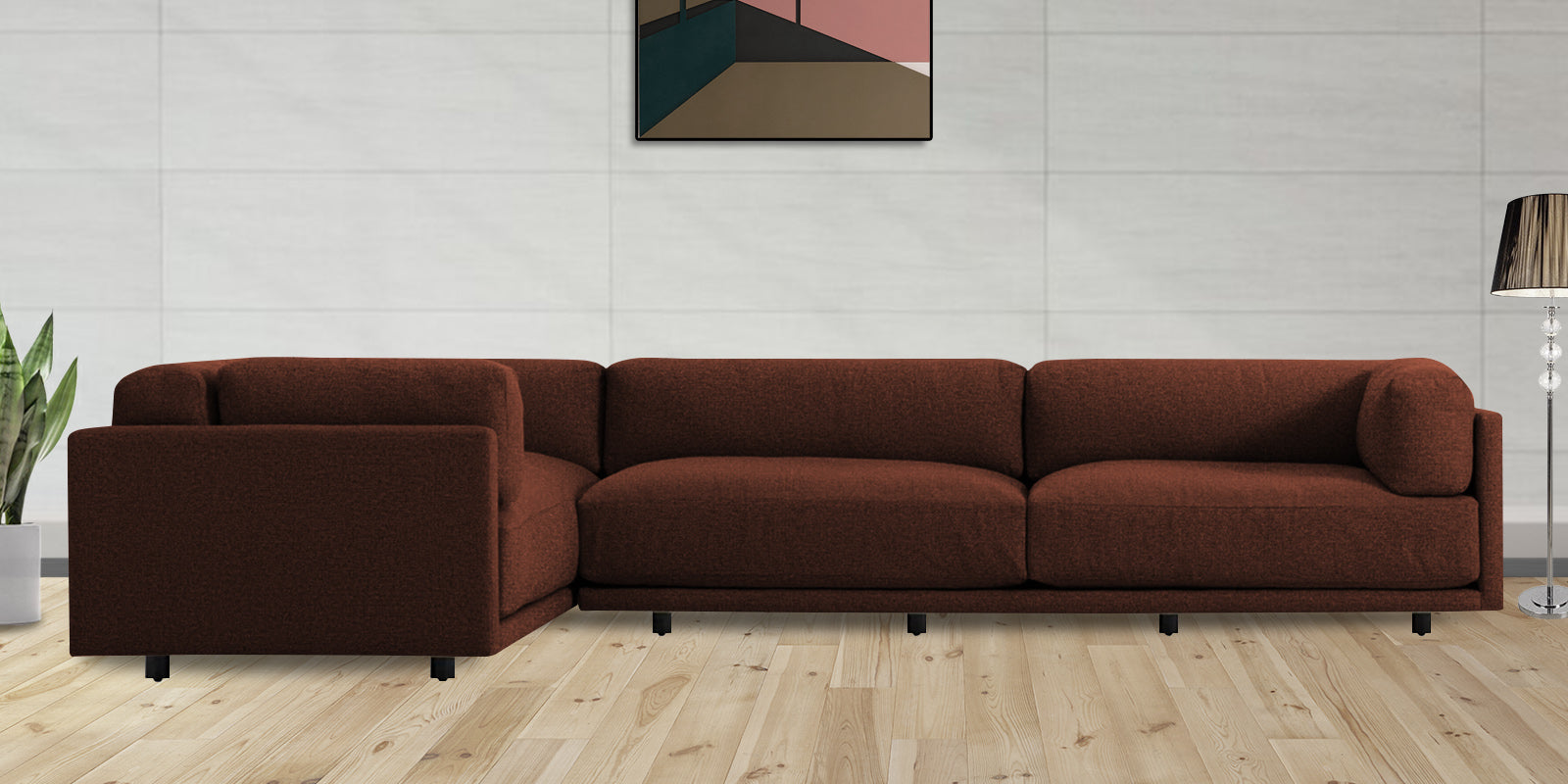 Nixon Fabric 6 Seater RHS Corner Sofa In Coffee Brown Colour - Febonic Living