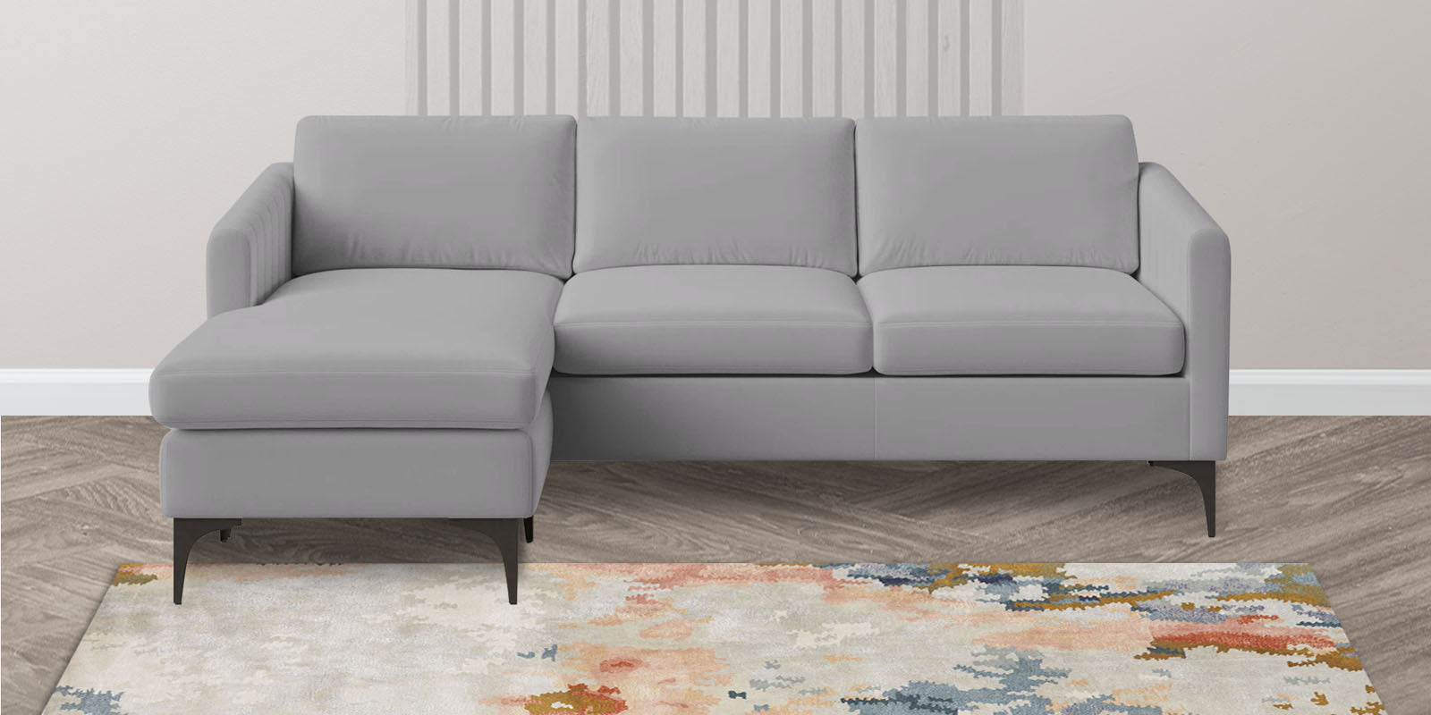 Haru Fabric RHS Sectional Sofa (2+Lounger) In Concrete Grey Colour - Febonic Living