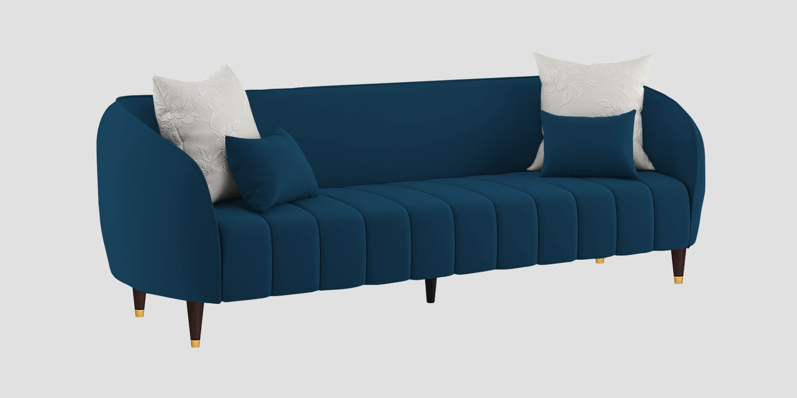 Hairo Velvet 3 Seater Sofa In Azure Blue Colour - Febonic Living