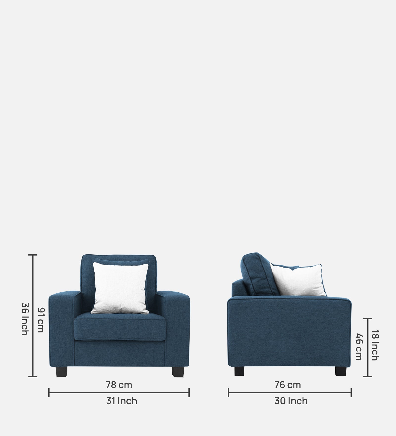 Ladybug Fabric 1 Seater Sofa In Light Blue Colour - Febonic Living