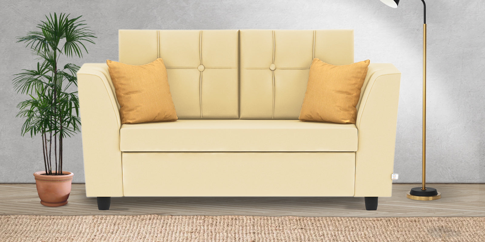 Nestin Velvet 2 Seater Sofa In Sandy Beige Colour - Febonic Living