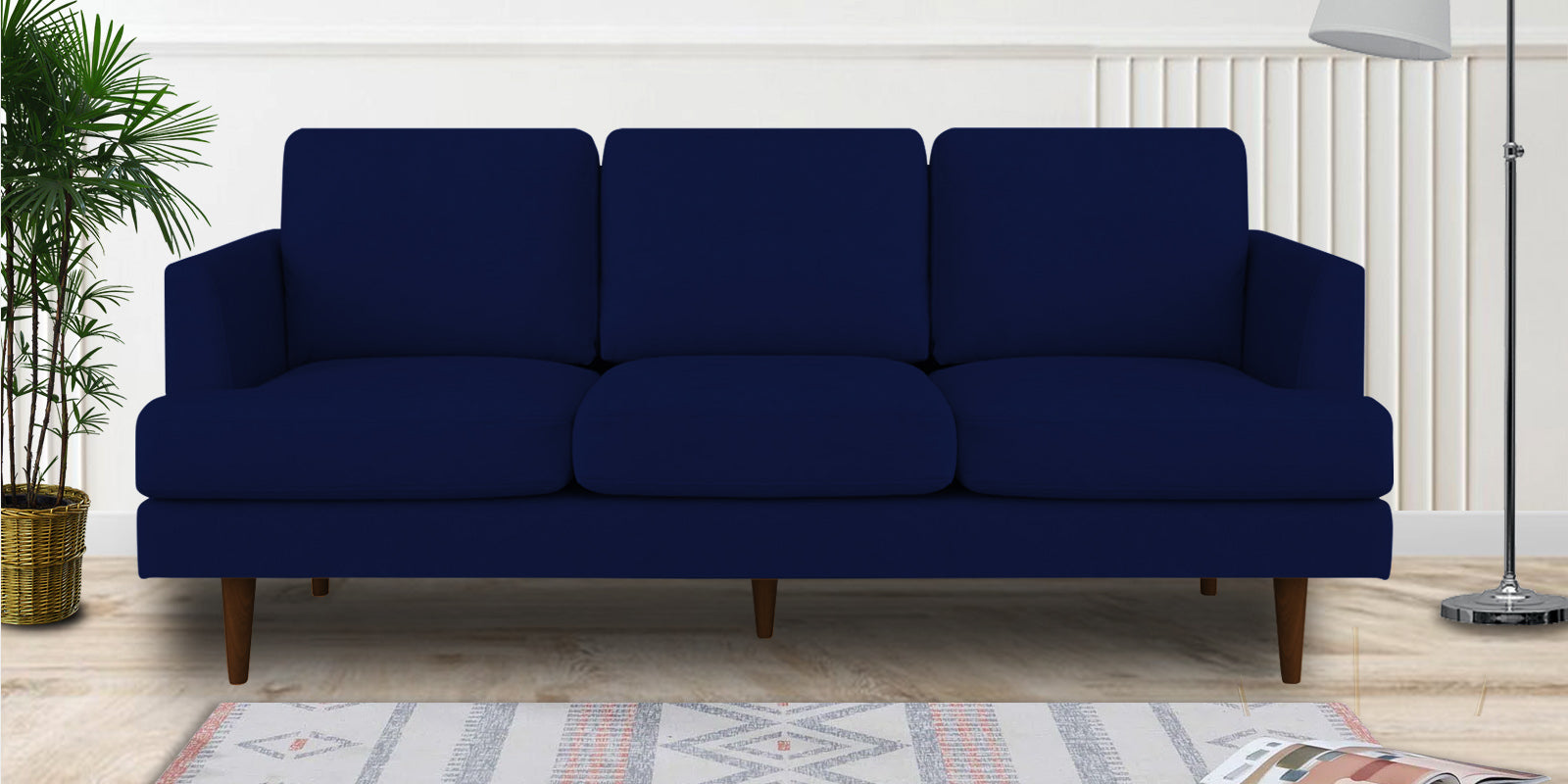 Motra Velvet 3 Seater Sofa In indigo blue Colour - Febonic Living
