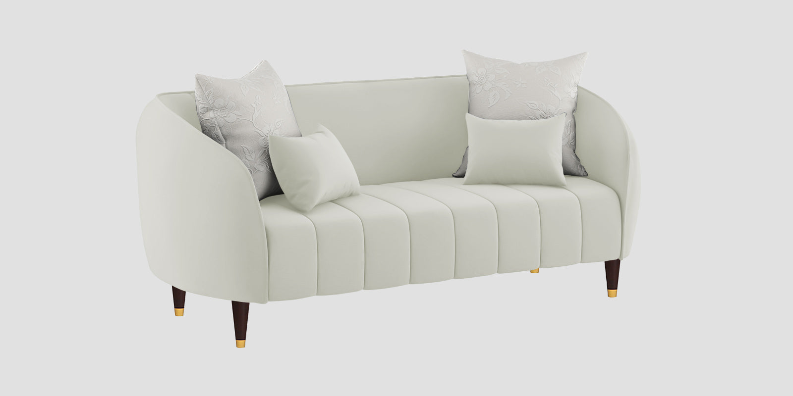 Hairo Velvet 2 Seater Sofa In Bone Grey Colour - Febonic Living