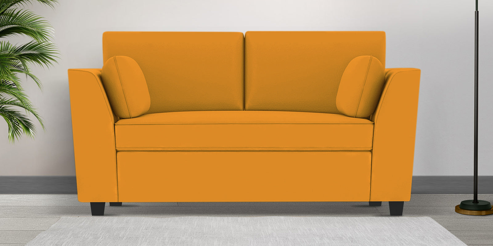 Bristo Velvet 2 Seater Sofa in Safforn Yellow Colour