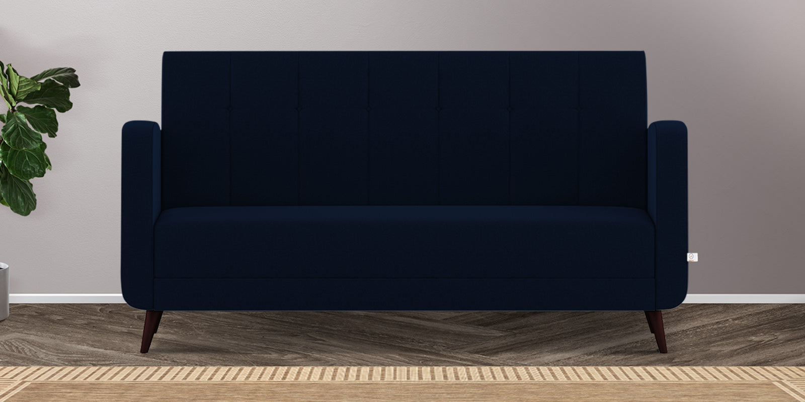 Wiki Velvet 3 Seater Sofa In Dark Blue Colour - Febonic Living