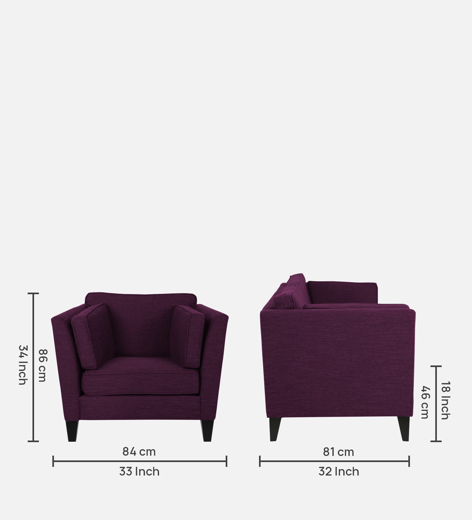 Nigar Fabric 1 Seater Sofa In Greek Purple Colour - Febonic Living