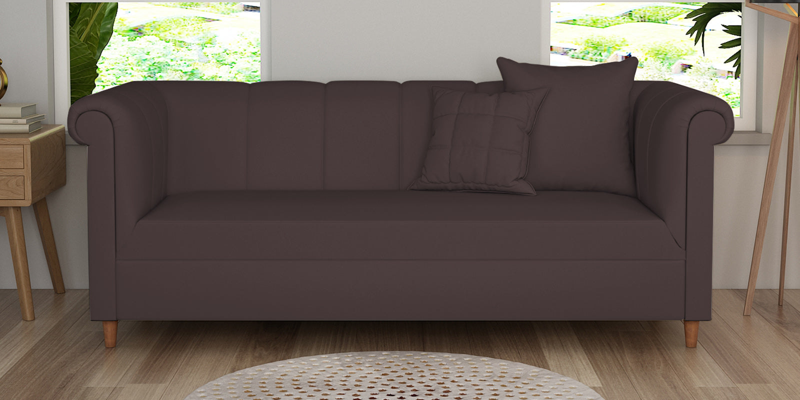 Rubi Velvet 3 Seater Sofa In Mocha Brown Colour - Febonic Living