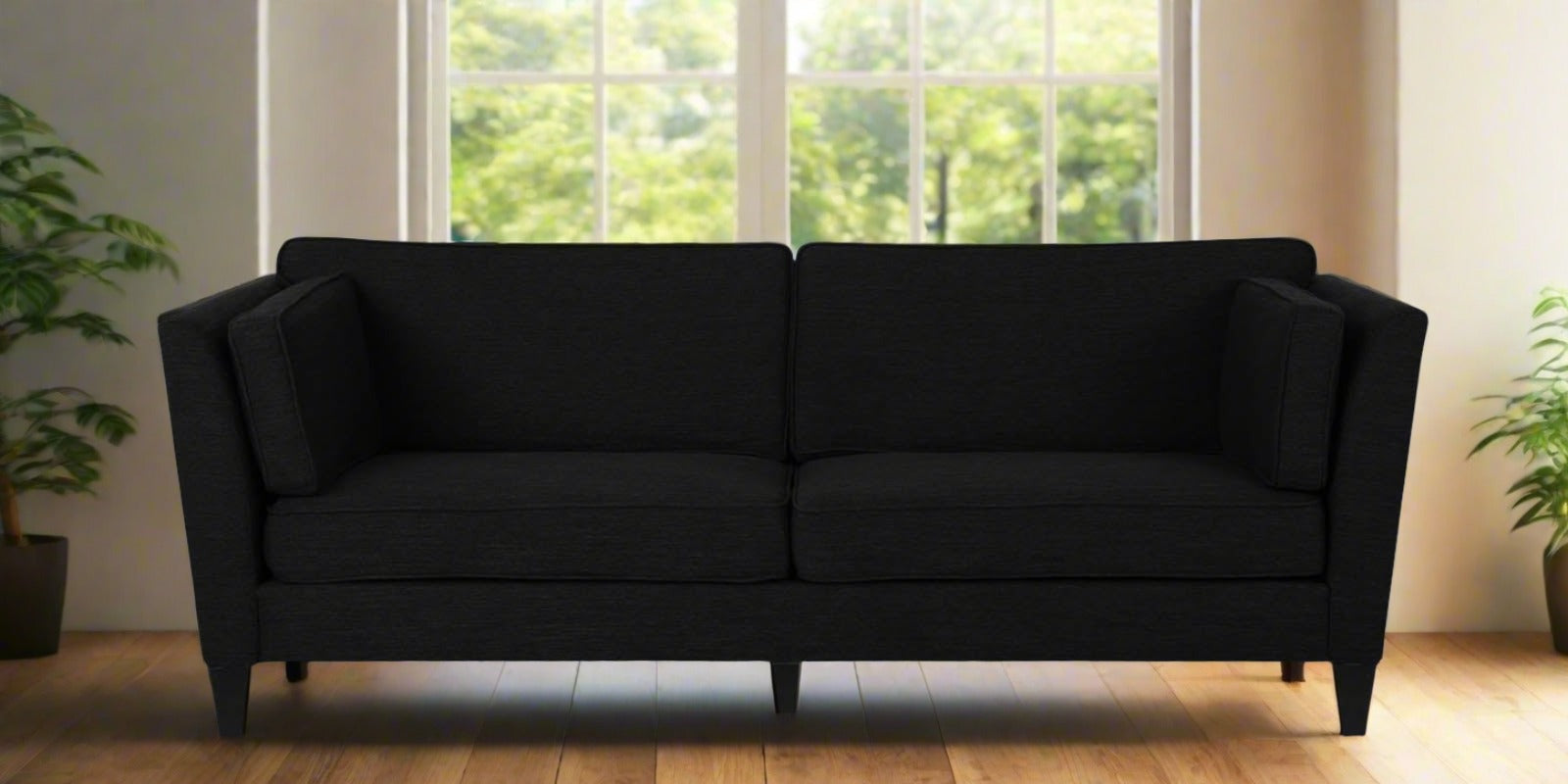 Nigar Fabric 3 Seater Sofa In Zed Black Colour - Febonic Living