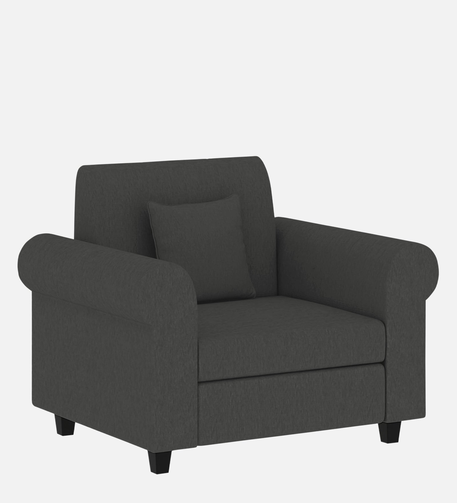 Derado Fabric 1 Seater Sofa In Charcoal Grey Colour - Febonic Living