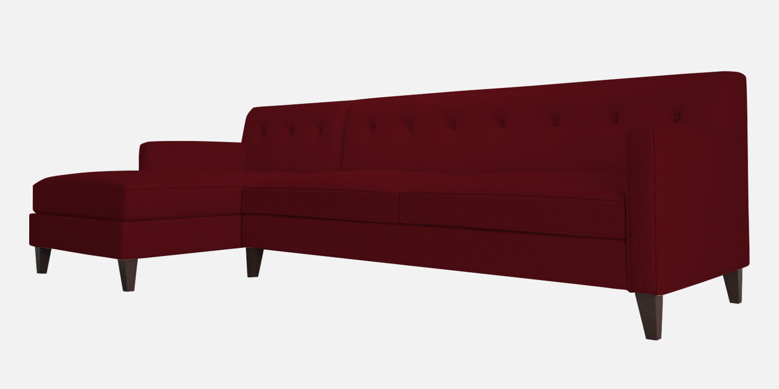 Miller Fabric RHS Sectional Sofa (3+Lounger) In Ruby Red Colour - Febonic Living