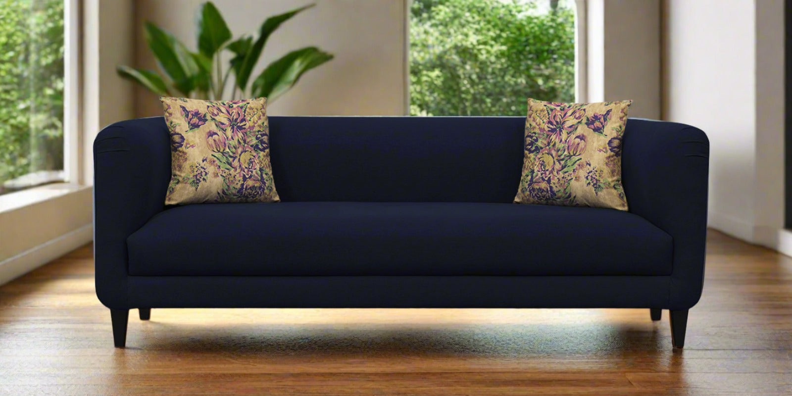 Niki Fabric 3 Seater Sofa In Royal Blue Colour - Febonic Living