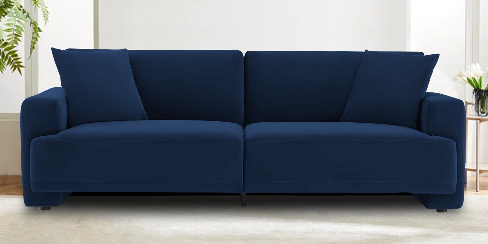 Kosta Velvet 3 Seater Sofa In Imperial Blue Colour - Febonic Living