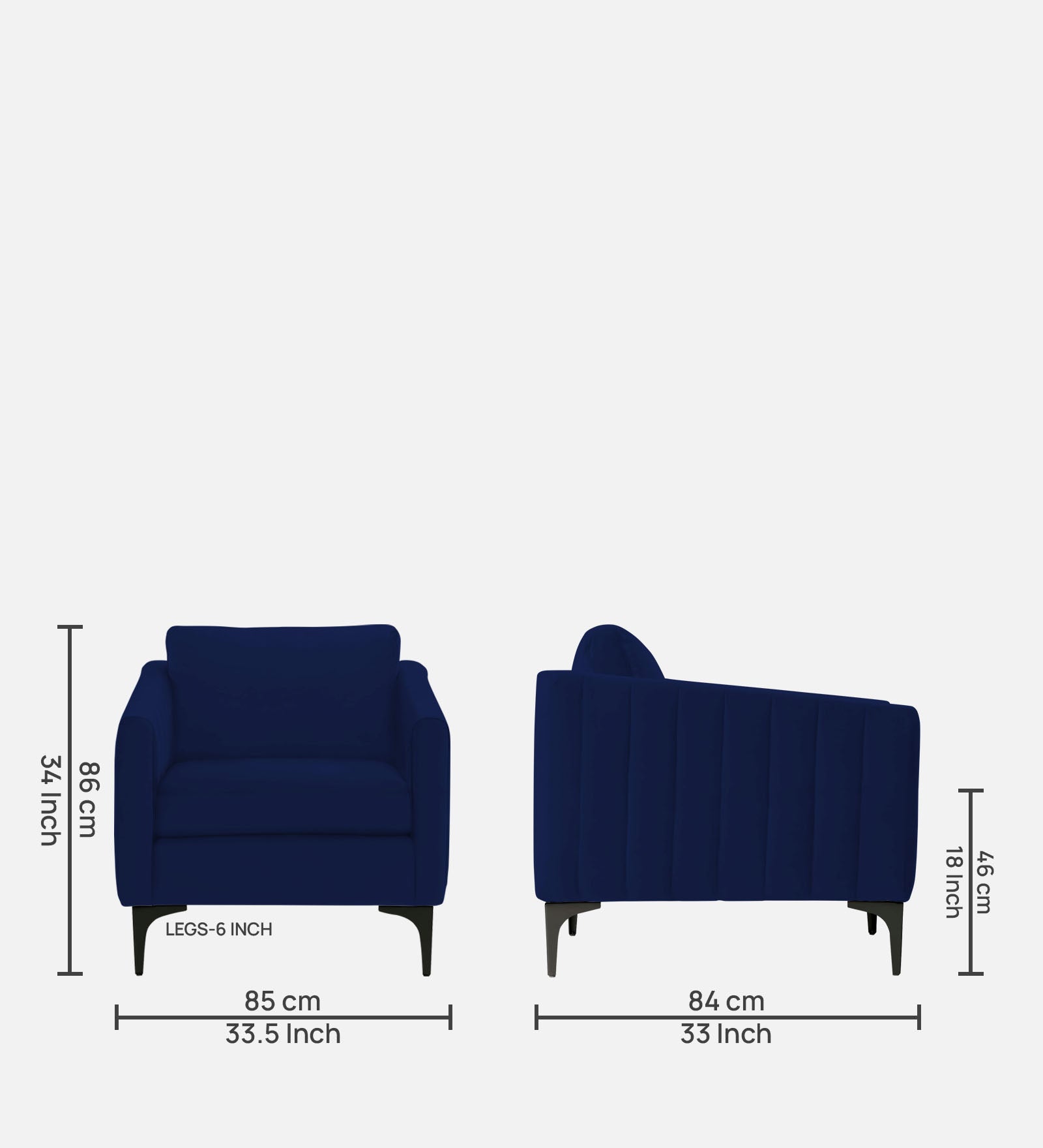 Haru Velvet 1 Seater Sofa In Indigo Blue Colour - Febonic Living