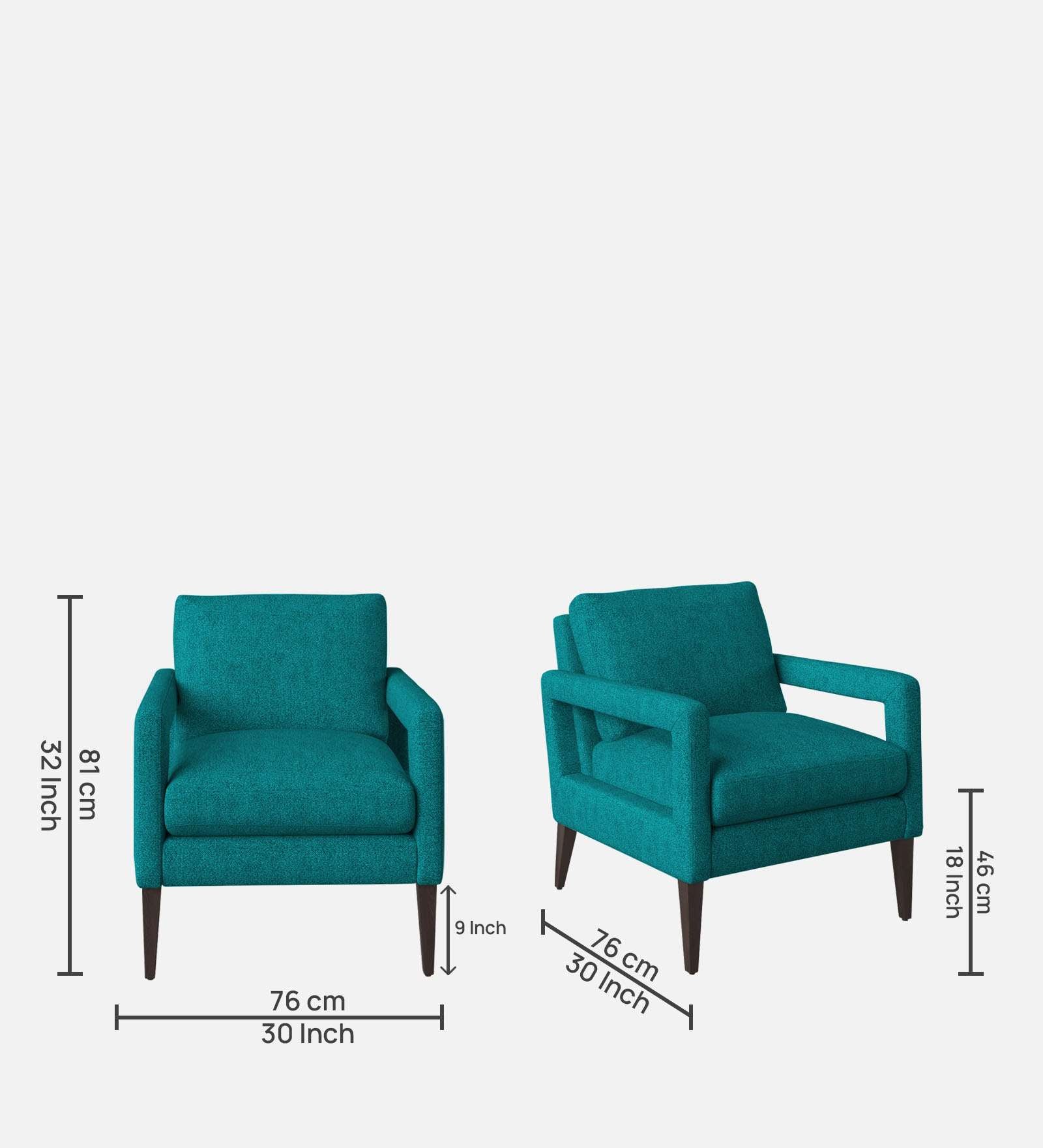 Olsen Fabric Arm Chair In Sea Green Colour - Febonic Living