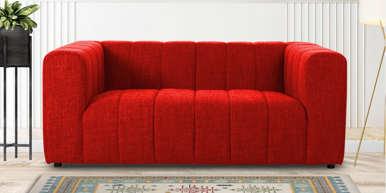 Lara Fabric 2 Seater Sofa In Ruby Red Colour - Febonic Living