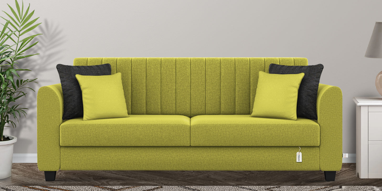 Cosmic Fabric 3 Seater Sofa In Parrot Green Colour - Febonic Living