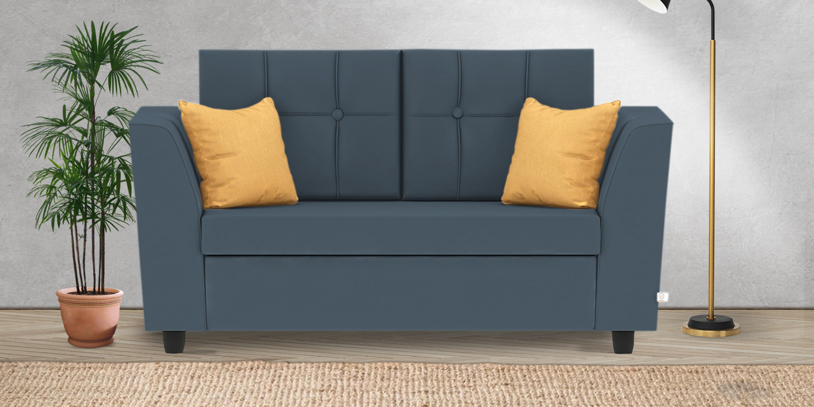 Nestin Velvet 2 Seater Sofa In Oxford Blue Colour - Febonic Living