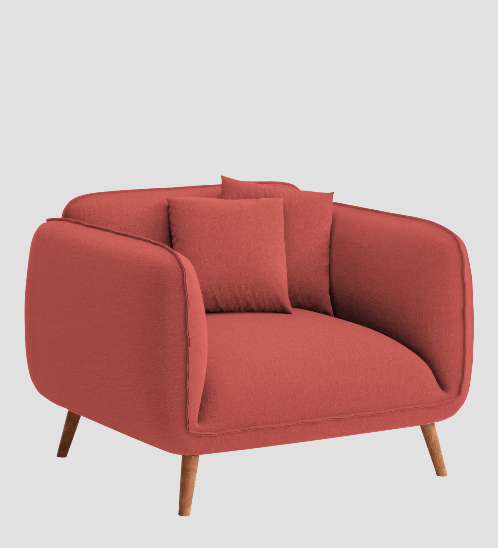 Zia Fabric 1 Seater Sofa In Salmon Pink Colour - Febonic Living