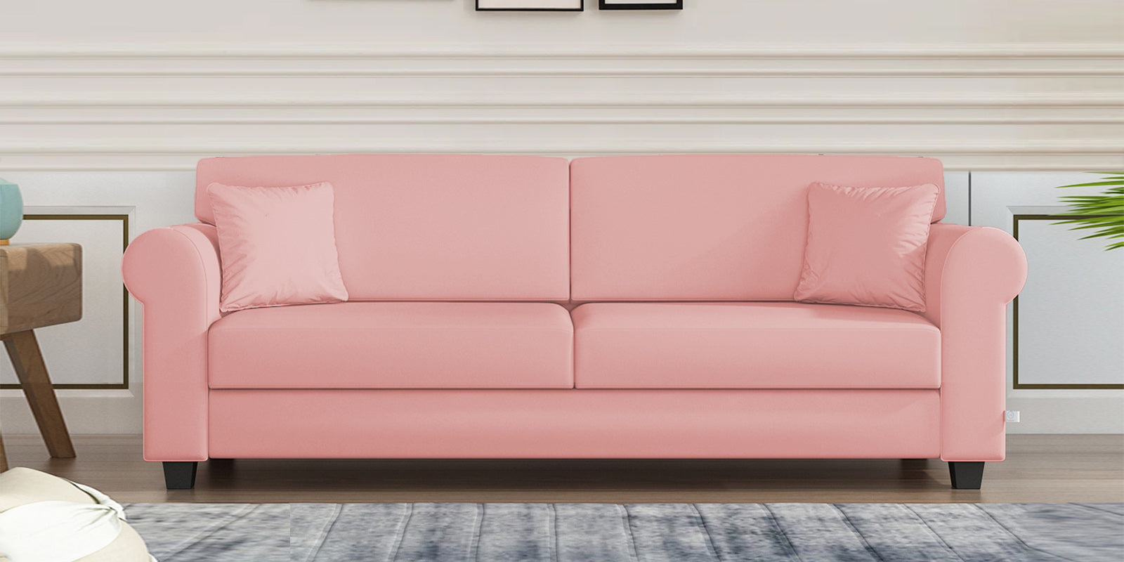 Numonk Velvet 3 Seater Sofa In Millennial Pink Colour - Febonic Living