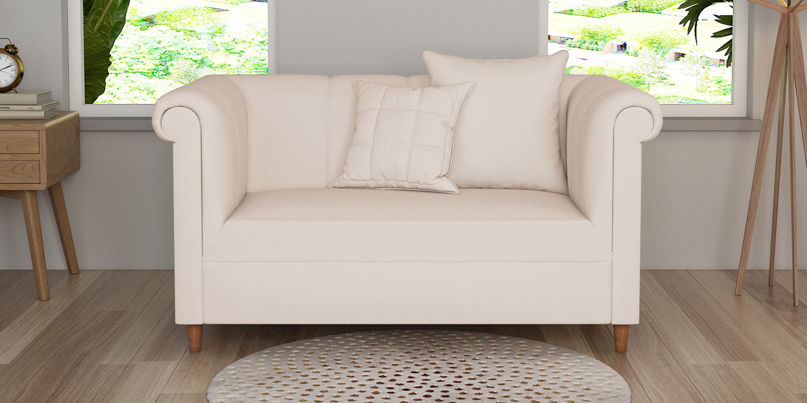 Rubi Velvet 2 Seater Sofa In Camel Beige Colour - Febonic Living