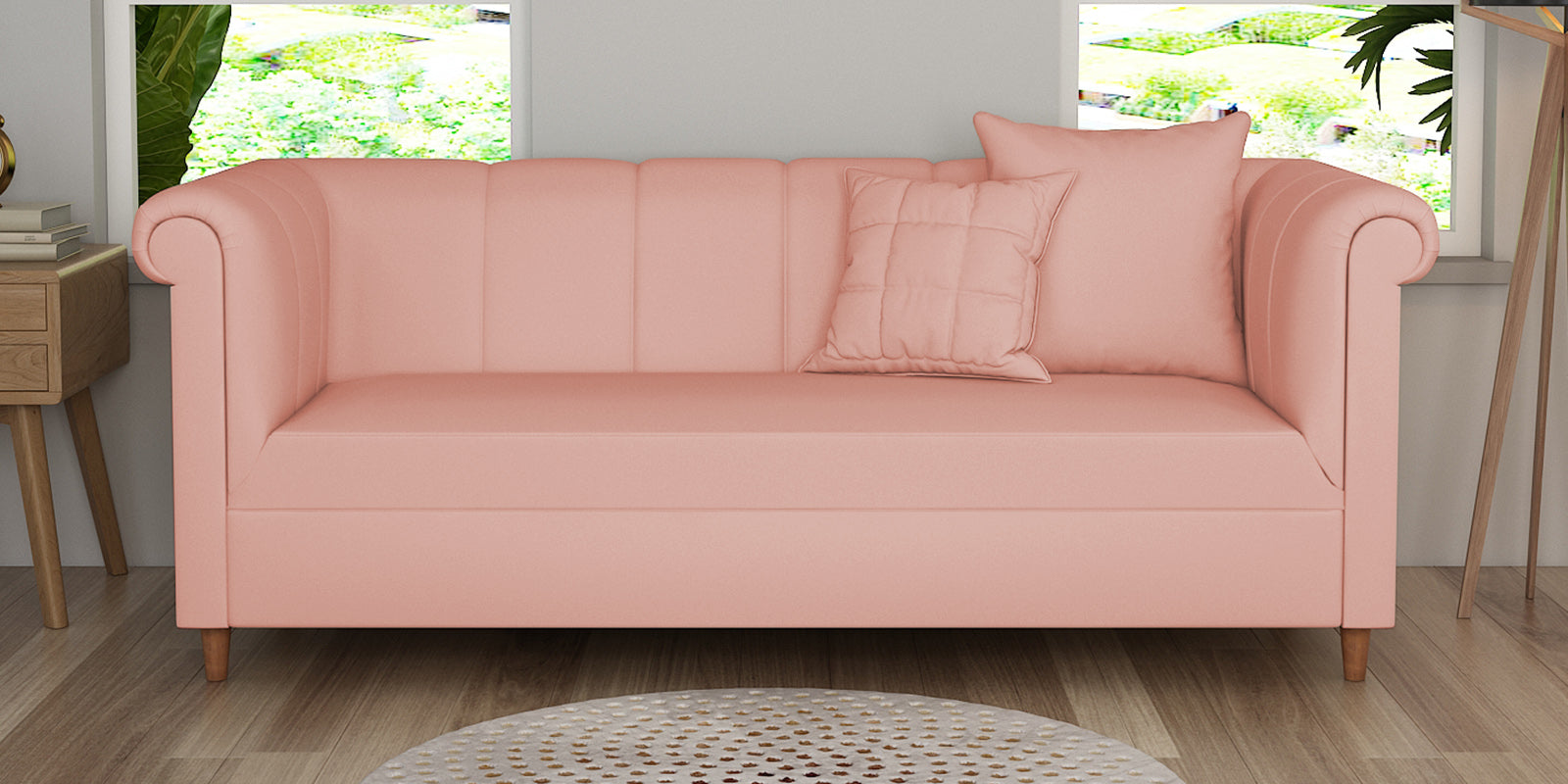 Rubi Velvet 3 Seater Sofa In Blush Pink Colour - Febonic Living