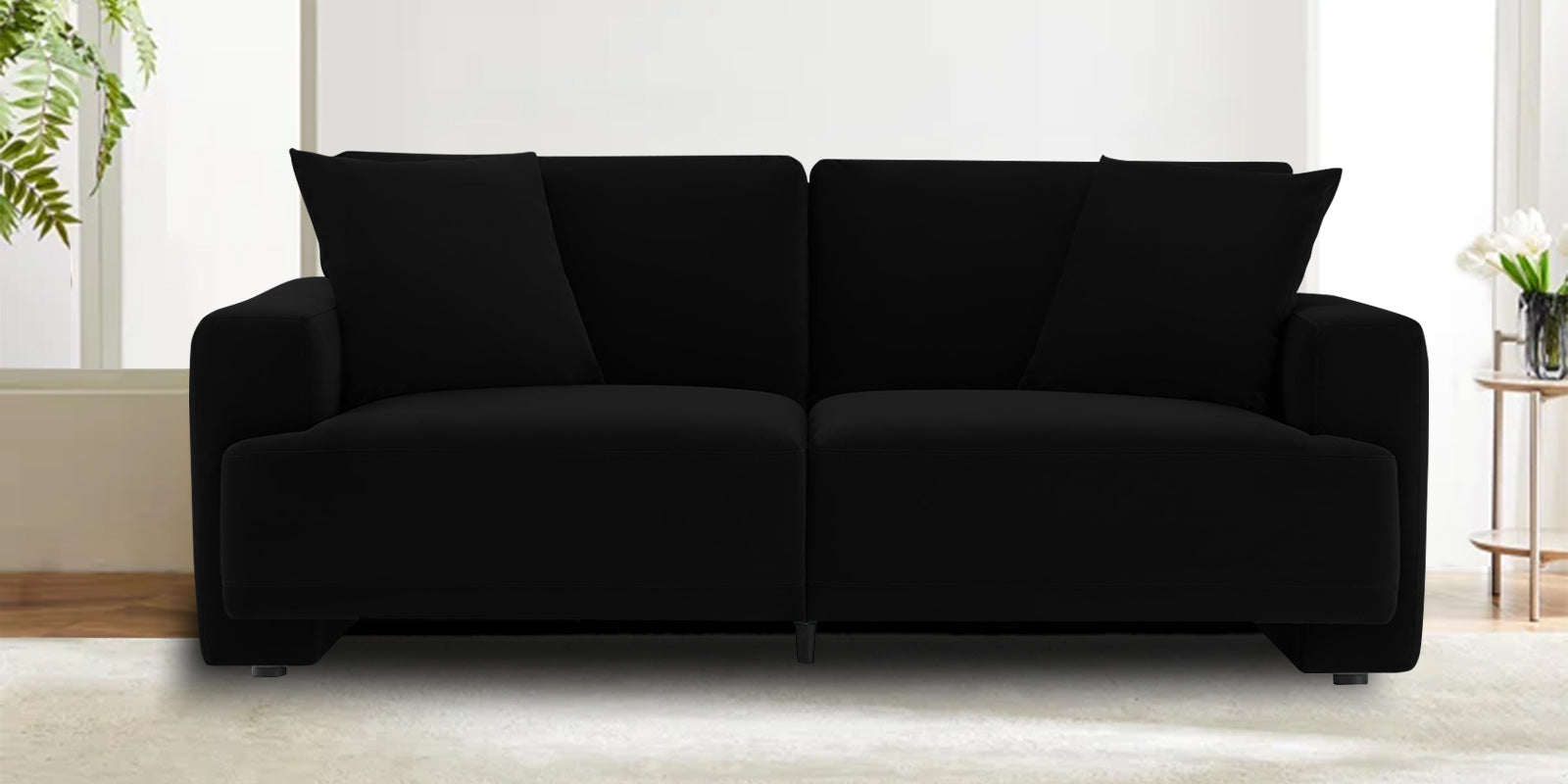 Kosta Velvet 2 Seater Sofa In Adam Black Colour - Febonic Living