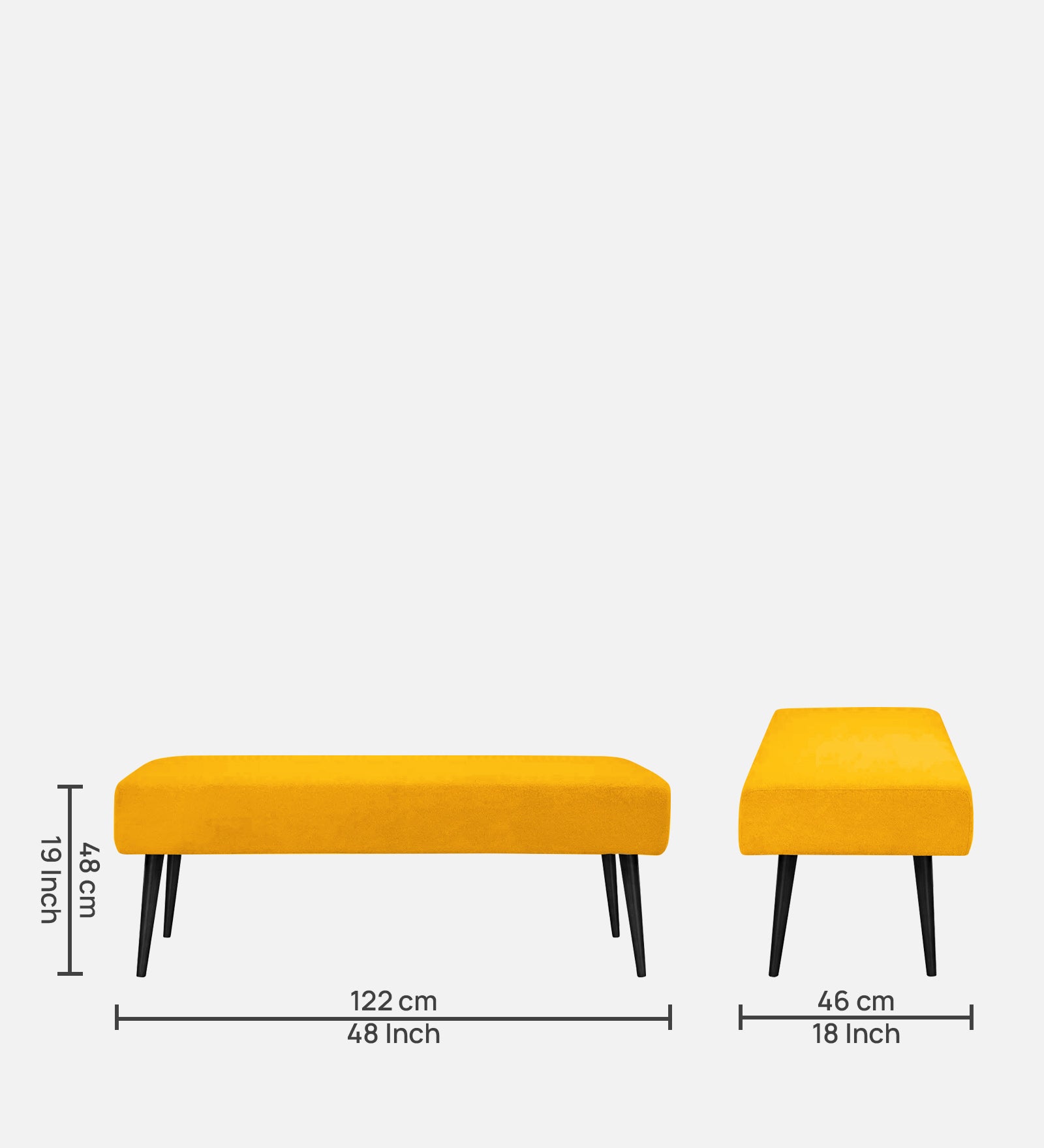 Orbit Fabric Bench In Bold Yellow Colour - Febonic Living