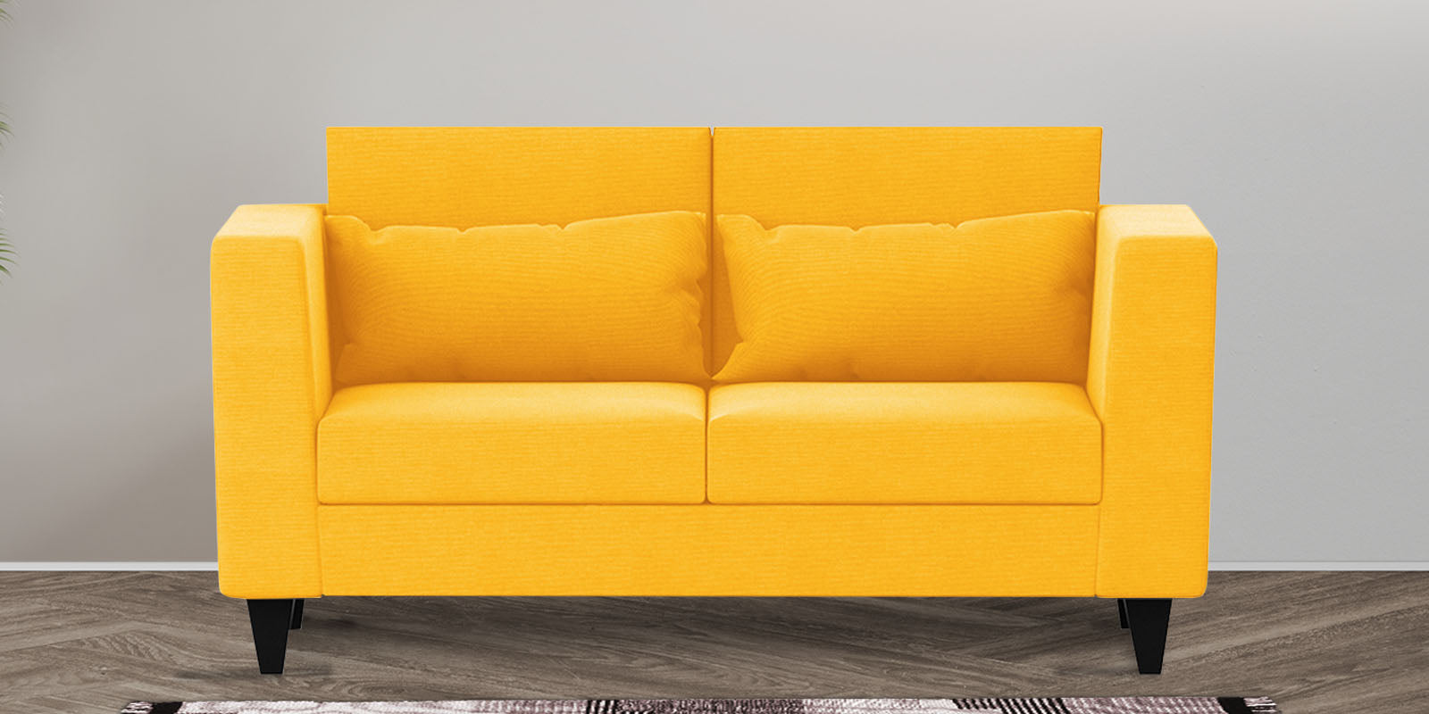 Nipul Fabric 2 Seater Sofa In Bold Yellow Colour - Febonic Living