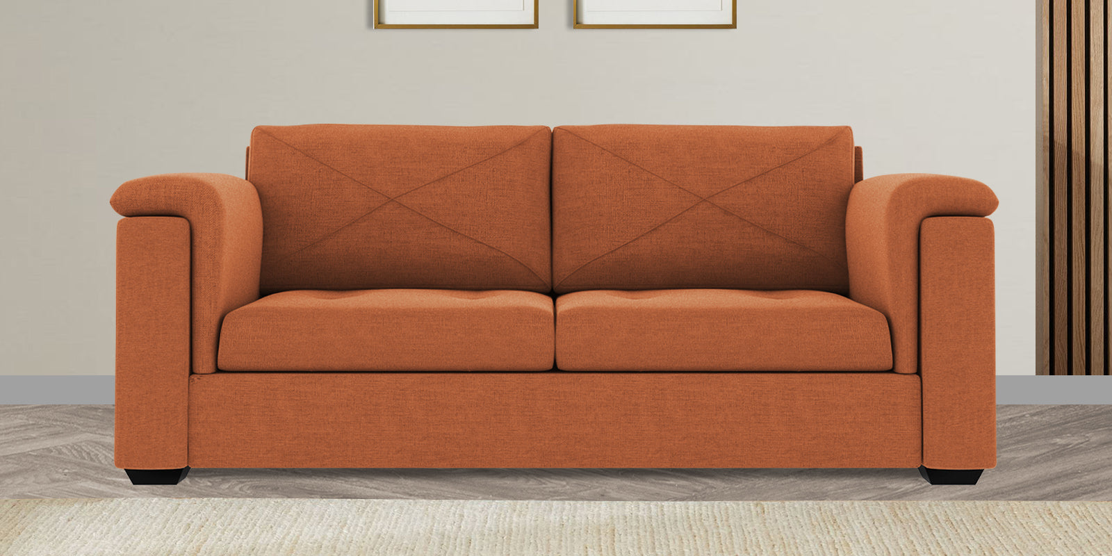 Andres Fabric 3 Seater Sofa In Safforn Orange Colour - Febonic Living