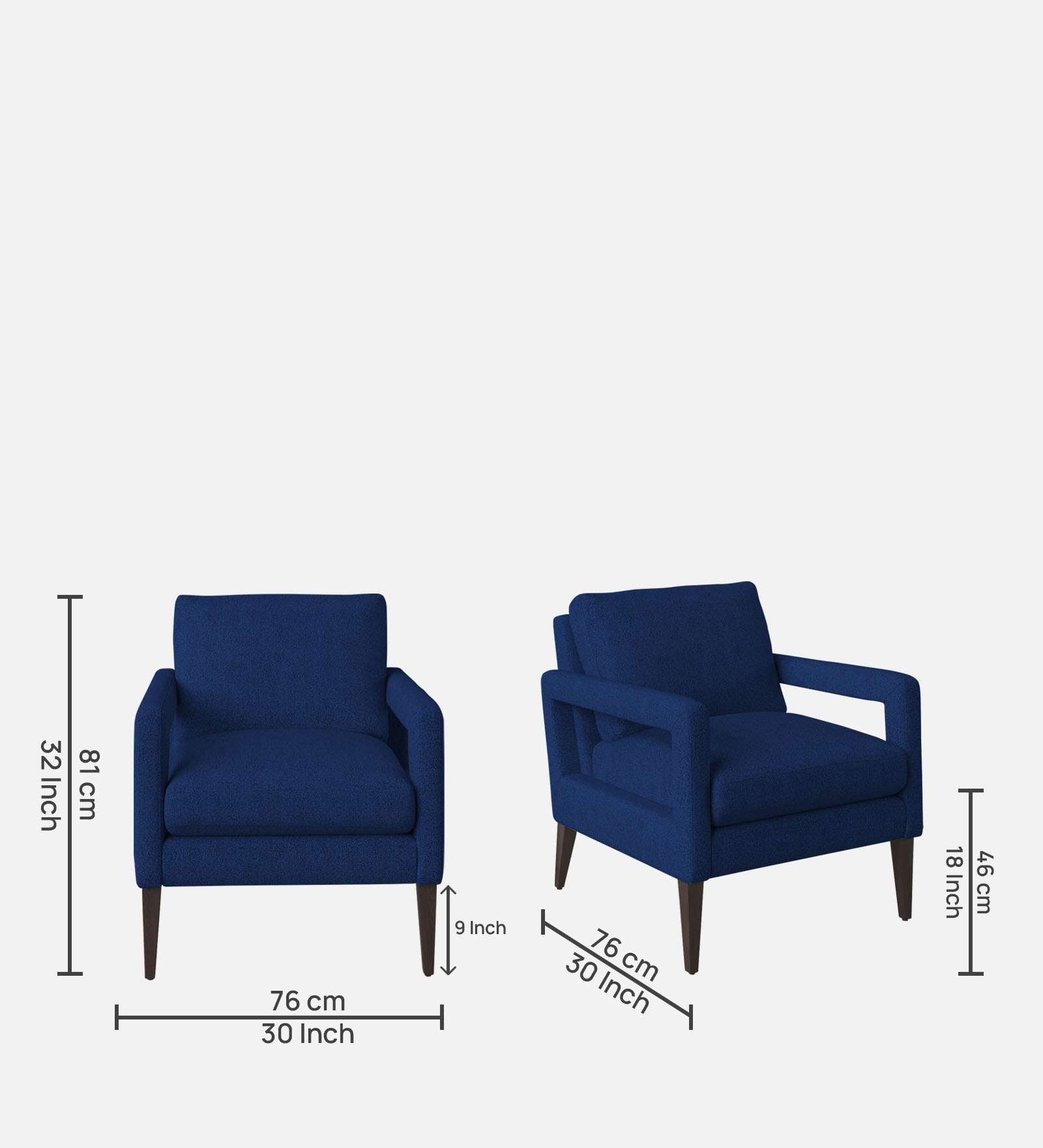 Olsen Fabric Arm Chair In Royal Blue Colour - Febonic Living