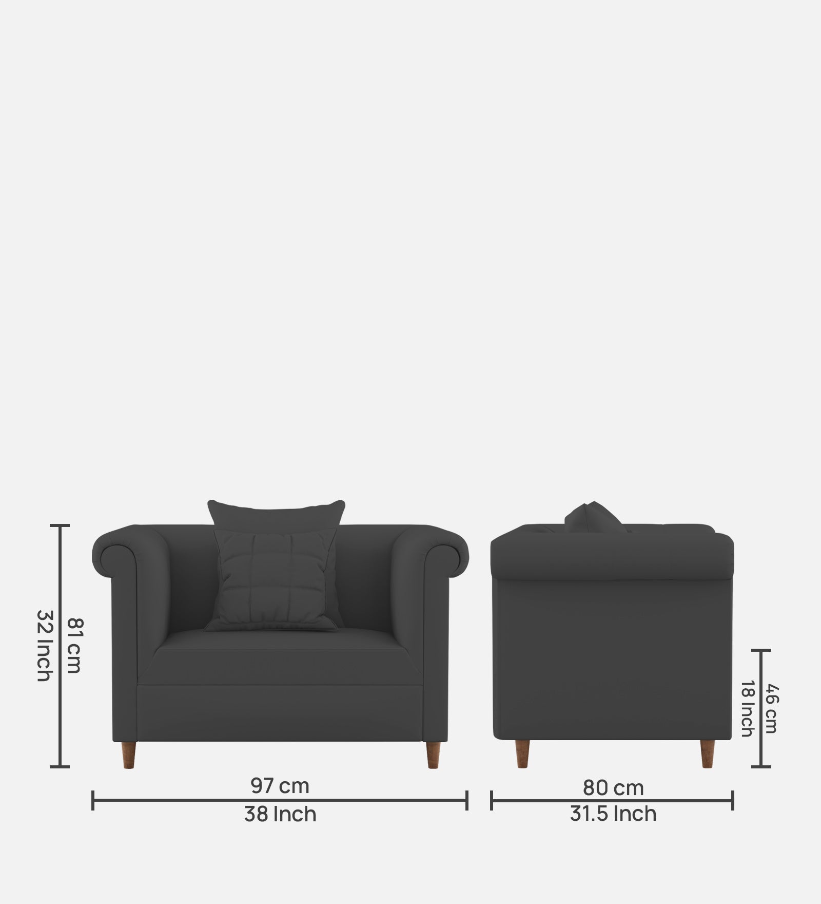 Rubi Velvet 1 Seater Sofa In Davy grey Colour - Febonic Living