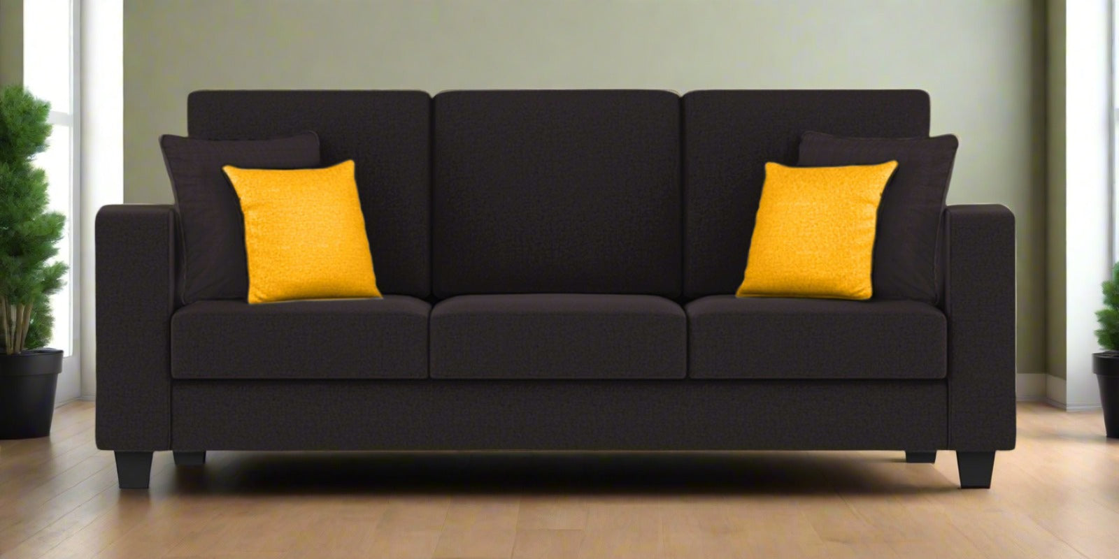 Nabi Fabric 3 Seater Sofa In Cara Brown Colour - Febonic Living