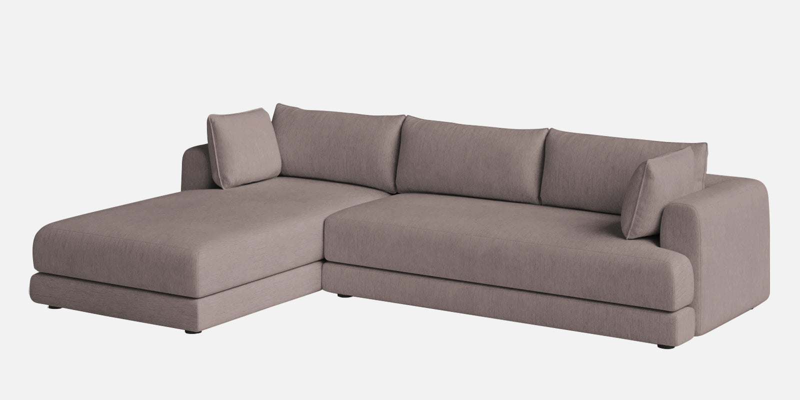 Ziggy Fabric LHS Sectional Sofa (3+Lounger) In Almond Beige Colour - Febonic Living