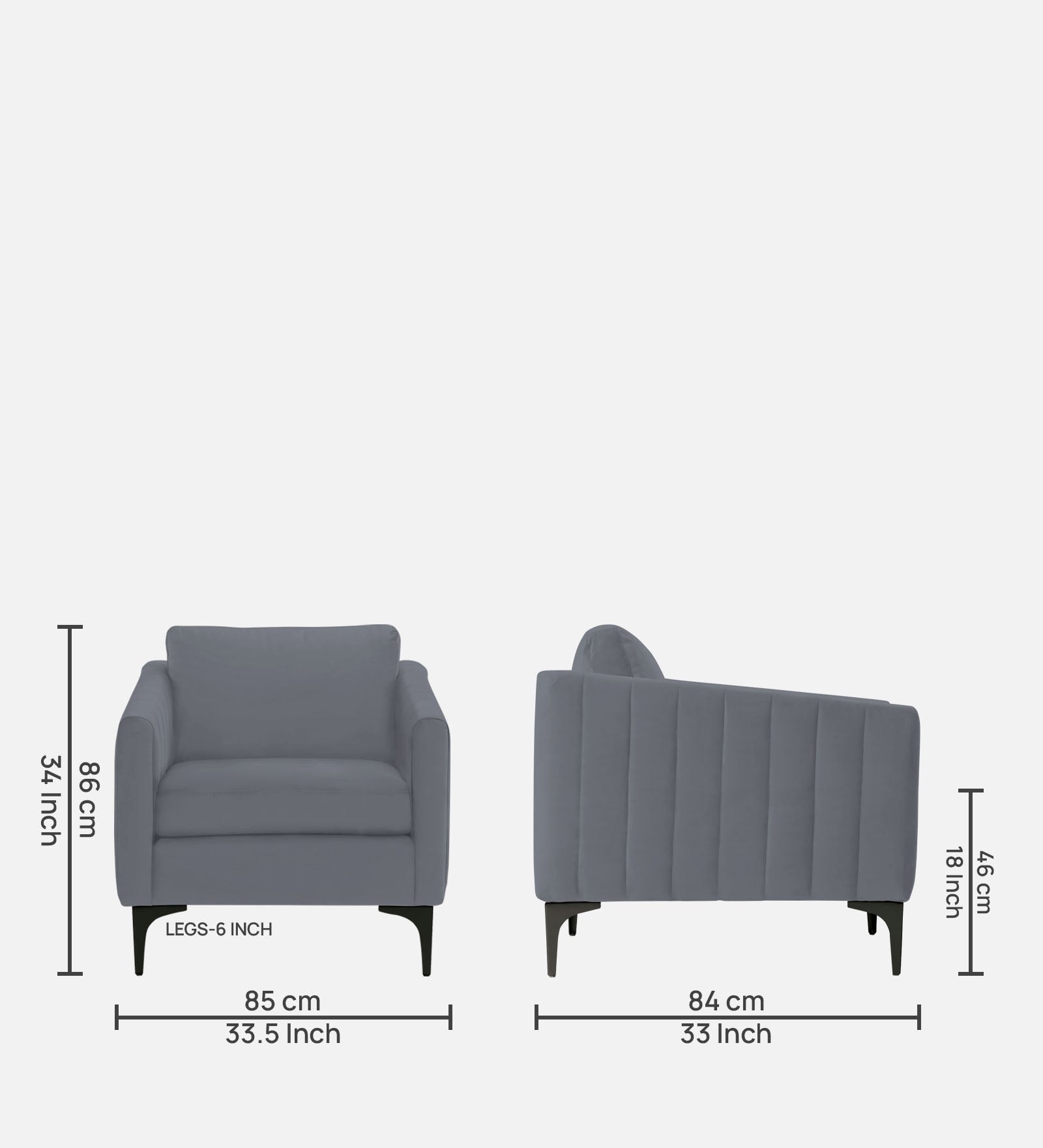 Haru Velvet 1 Seater Sofa In Pubble Grey Colour - Febonic Living