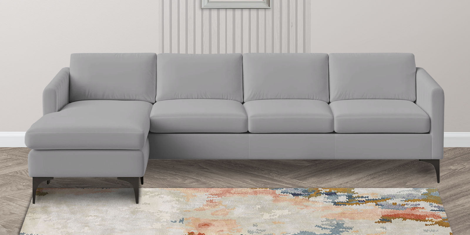 Haru Fabric RHS Sectional Sofa (3+Lounger) In Concrete Grey Colour - Febonic Living