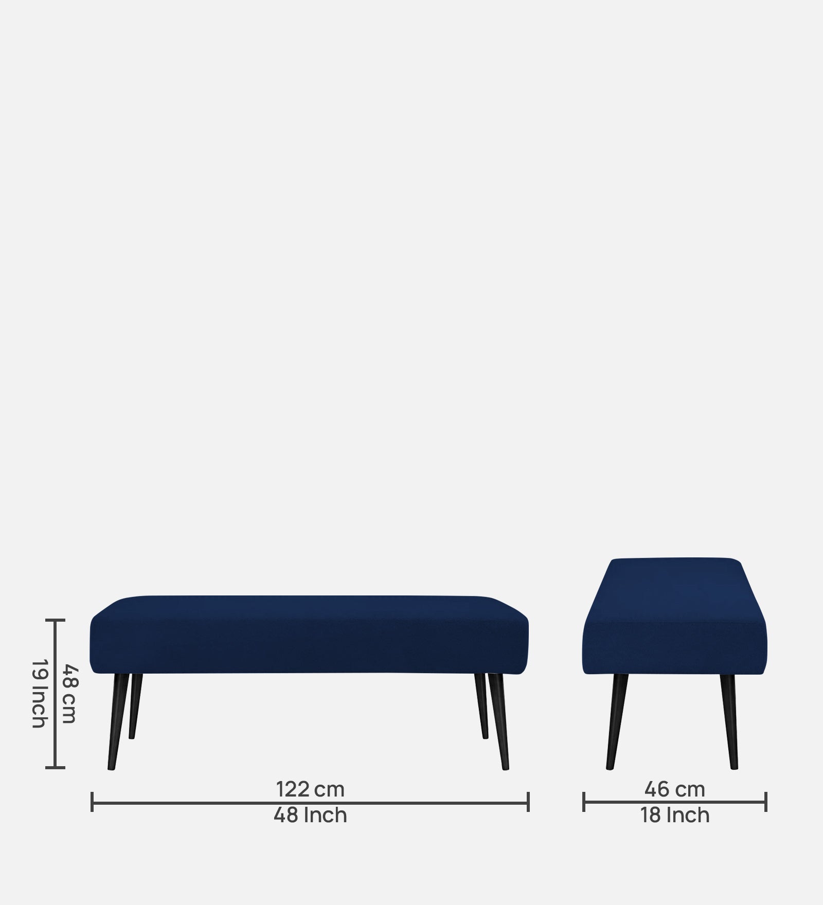 Orbit Fabric Bench In Royal Blue Colour - Febonic Living