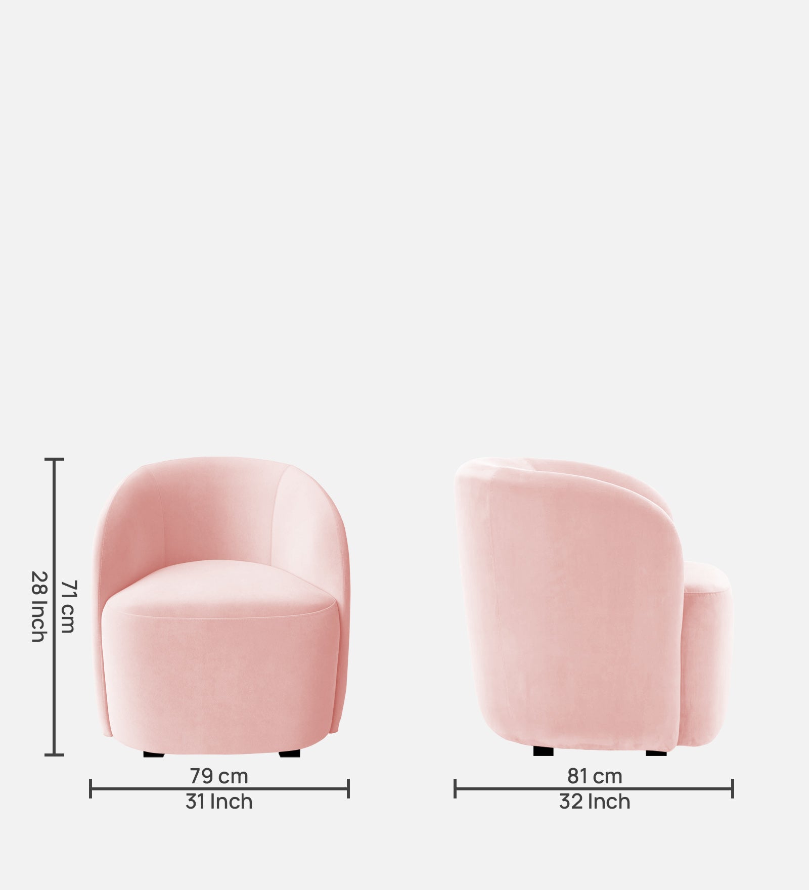 Lucky Velvet Wing Chair In Millennial Pink Colour - Febonic Living