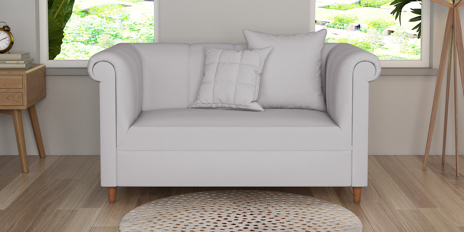 Rubi Velvet 2 Seater Sofa In Concrete grey Colour - Febonic Living