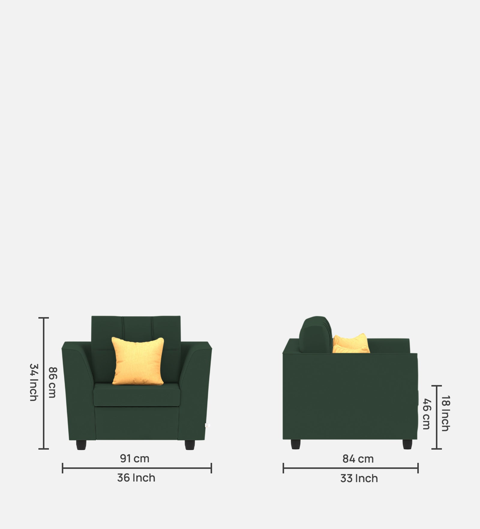 Nestin Velvet 1 Seater Sofa In Amazon Green Colour - Febonic Living
