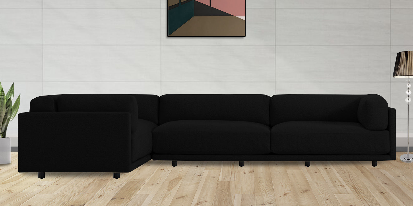 Nixon Fabric 6 Seater RHS Corner Sofa In Zed Black Colour - Febonic Living