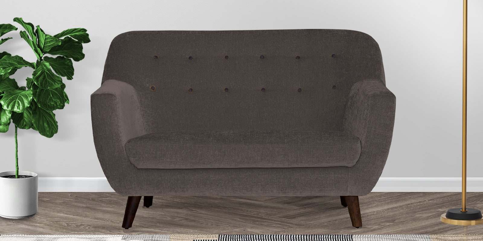 German Fabric 2 Seater Sofa In Caspa Brown Colour - Febonic Living