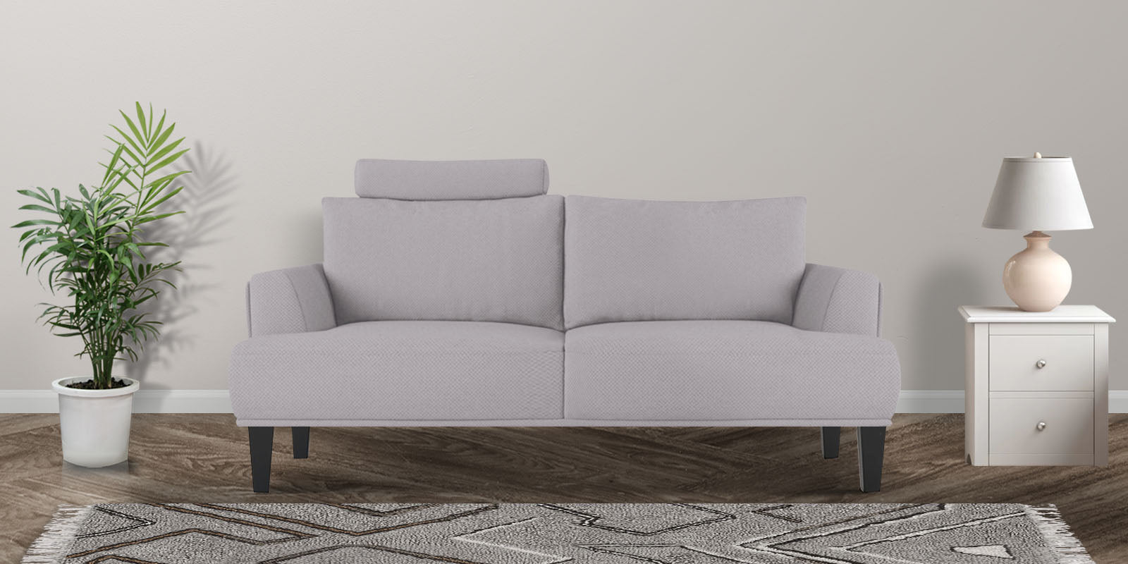 Como Fabric 2 Seater Sofa In Lit Grey Colour - Febonic Living