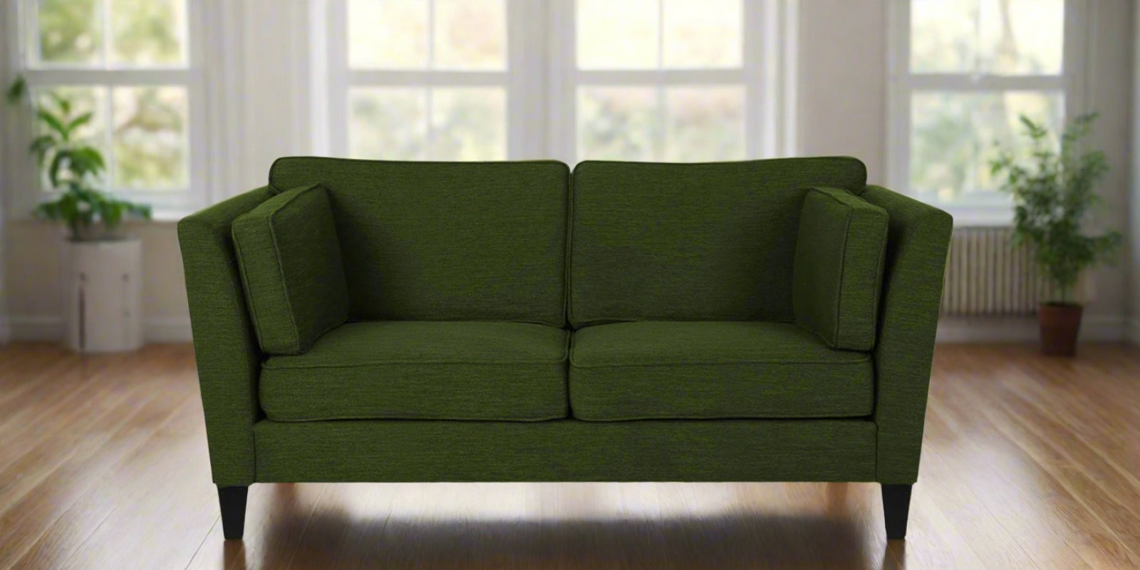 Nigar Fabric 2 Seater Sofa in Olive Green Colour